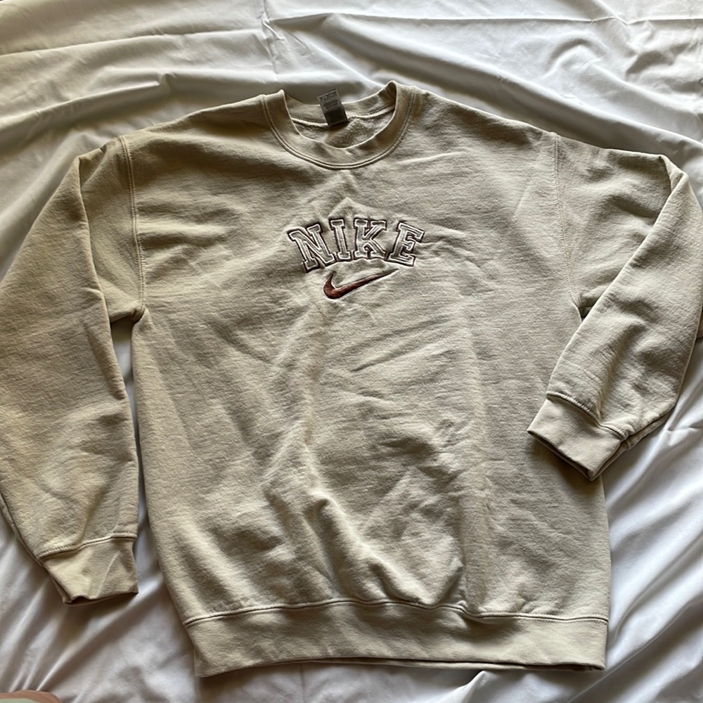 Tan Nike Hoodie Crewneck M Navy Unisex